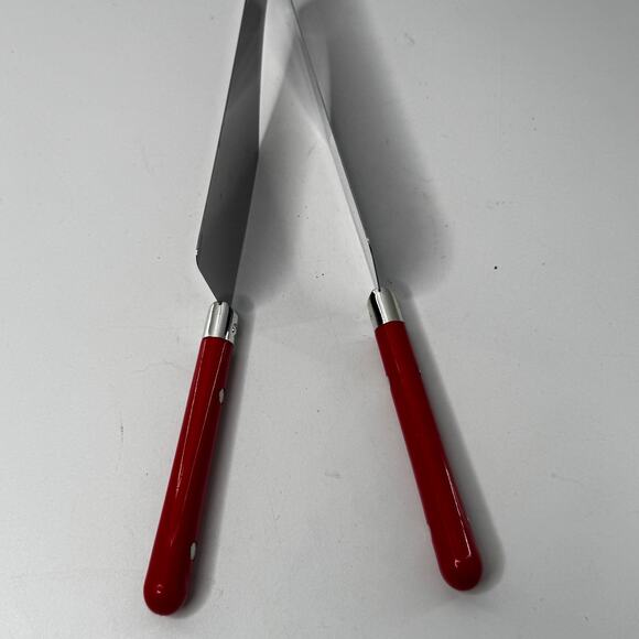 Vtg Kake-Kut'r Brand Stainless Steel Cake Cutter Pointed End Red - Picture 3 of 4